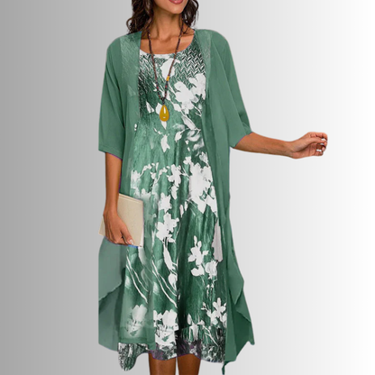 Lina Women's Midi Dress | Printed Layered Design, Lightweight Fabric 1