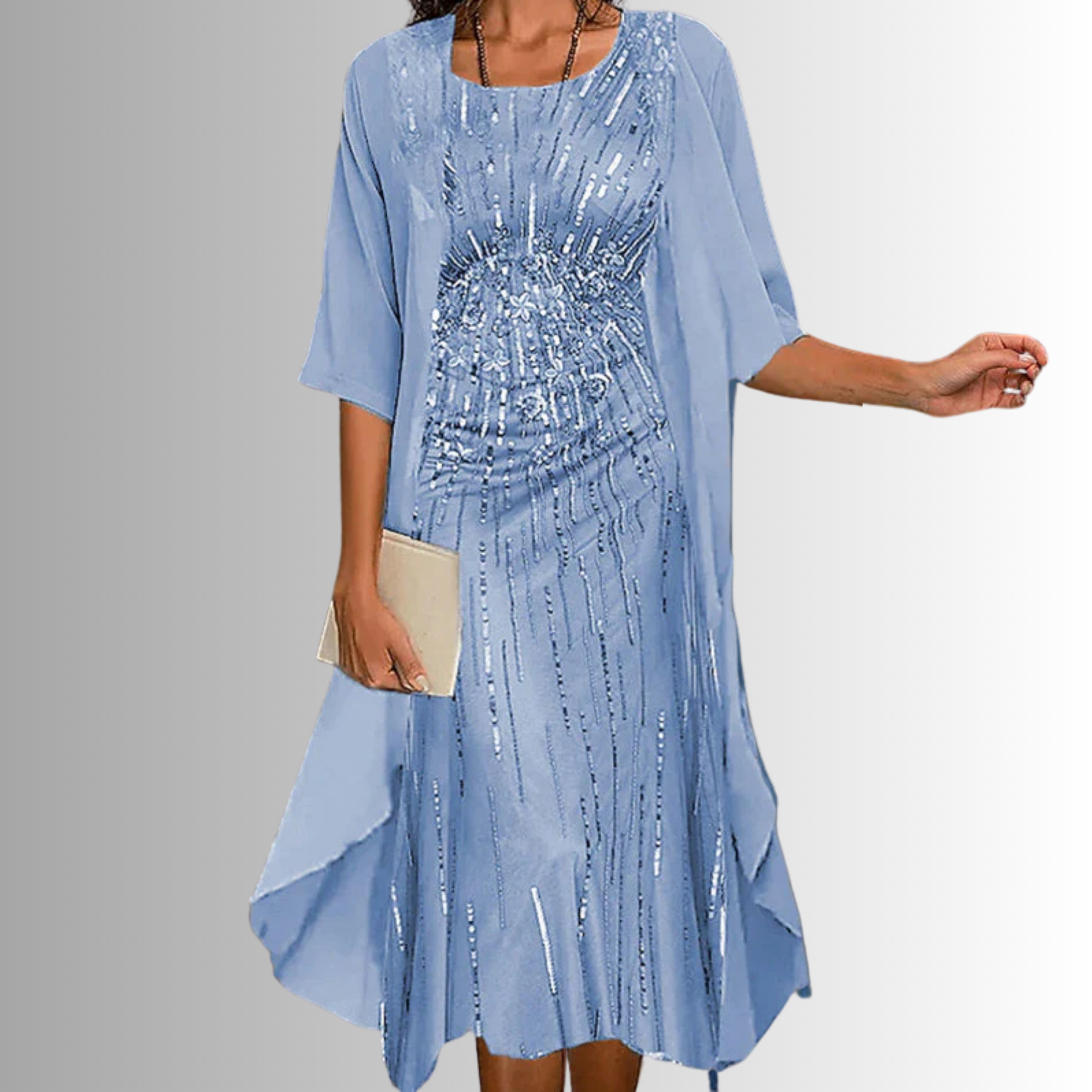 Lina Women's Midi Dress | Printed Layered Design, Lightweight Fabric 3