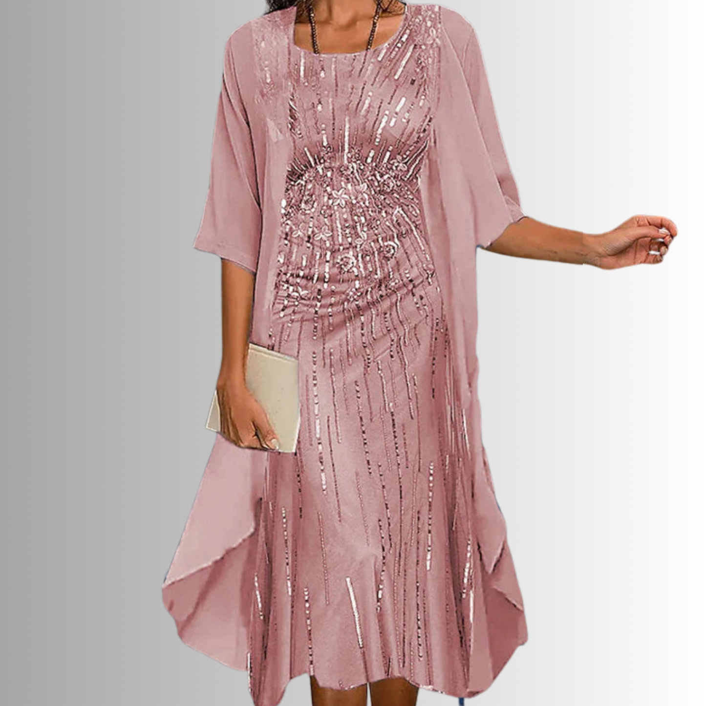 Lina Women's Midi Dress | Printed Layered Design, Lightweight Fabric 4