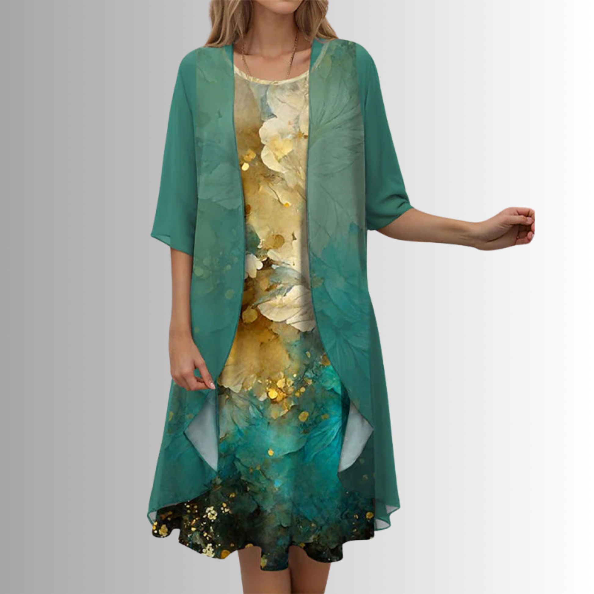 Lina Women's Midi Dress | Printed Layered Design, Lightweight Fabric 5