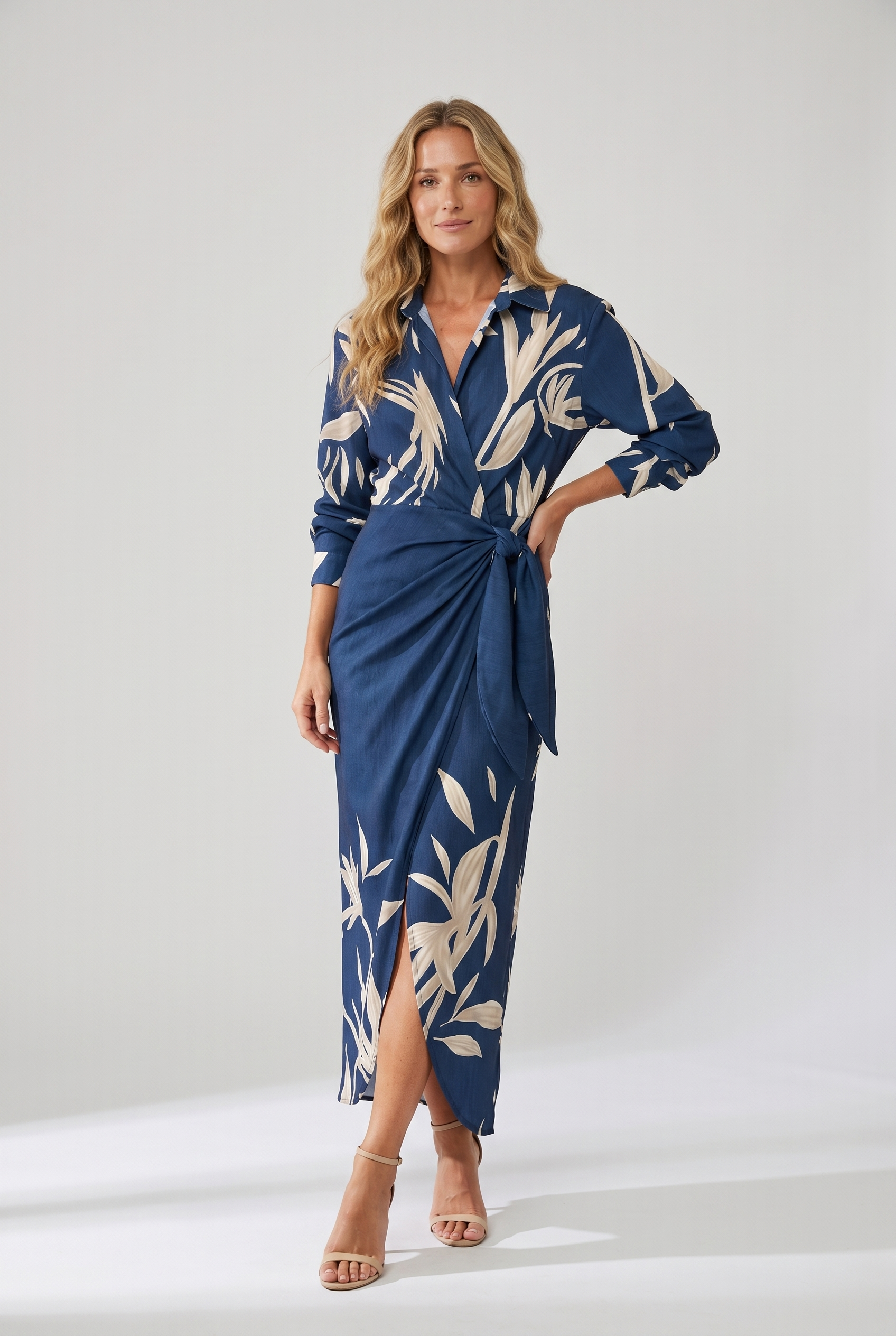 Luna Women's Maxi Dress | Leaf Print, Wrap V-Neck, Plus Size Available 1