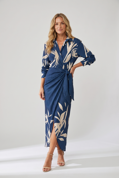 Luna Women's Maxi Dress | Leaf Print, Wrap V-Neck, Plus Size Available 1