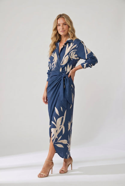 Luna Women's Maxi Dress | Leaf Print, Wrap V-Neck, Plus Size Available 2