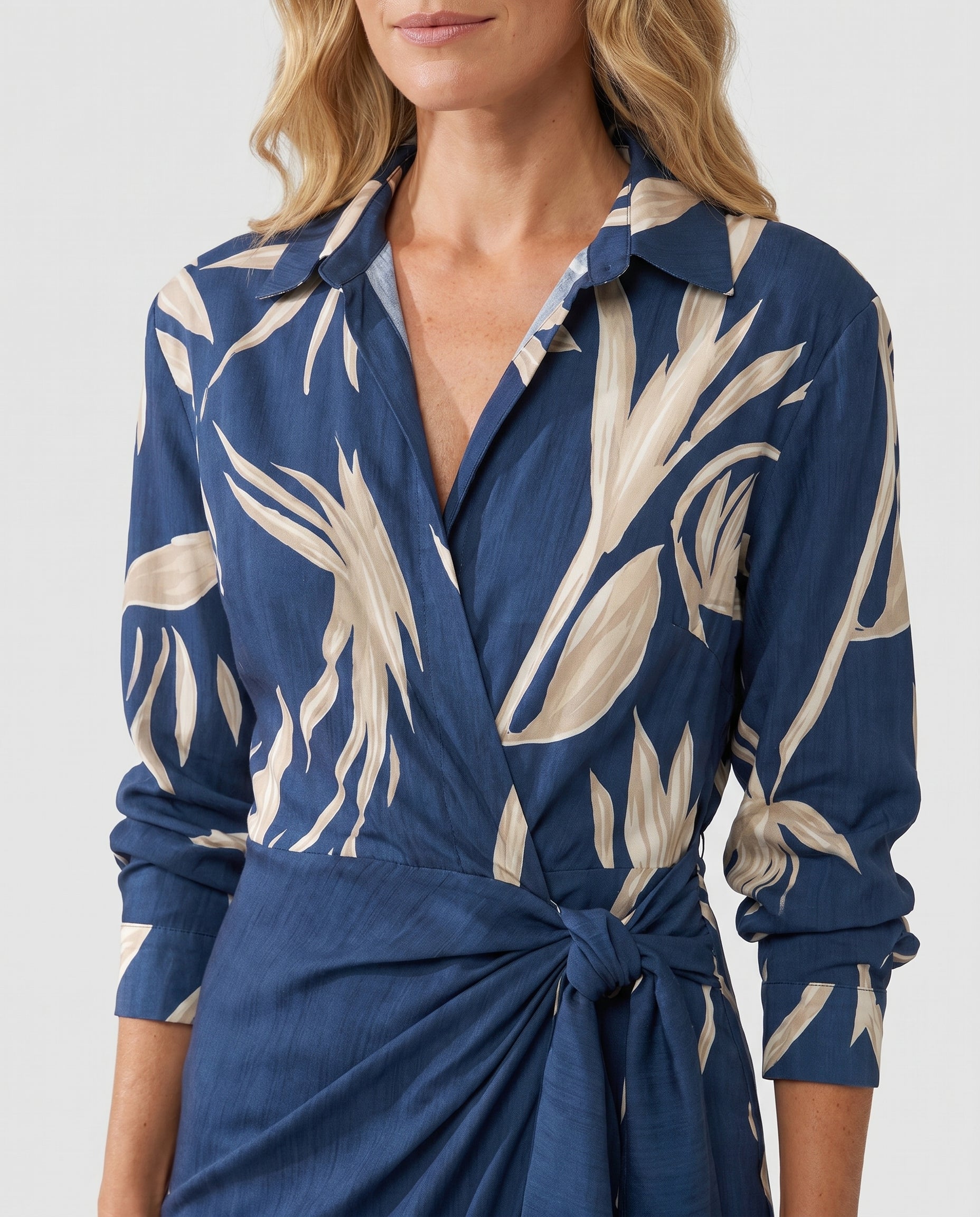 Luna Women's Maxi Dress | Leaf Print, Wrap V-Neck, Plus Size Available 4