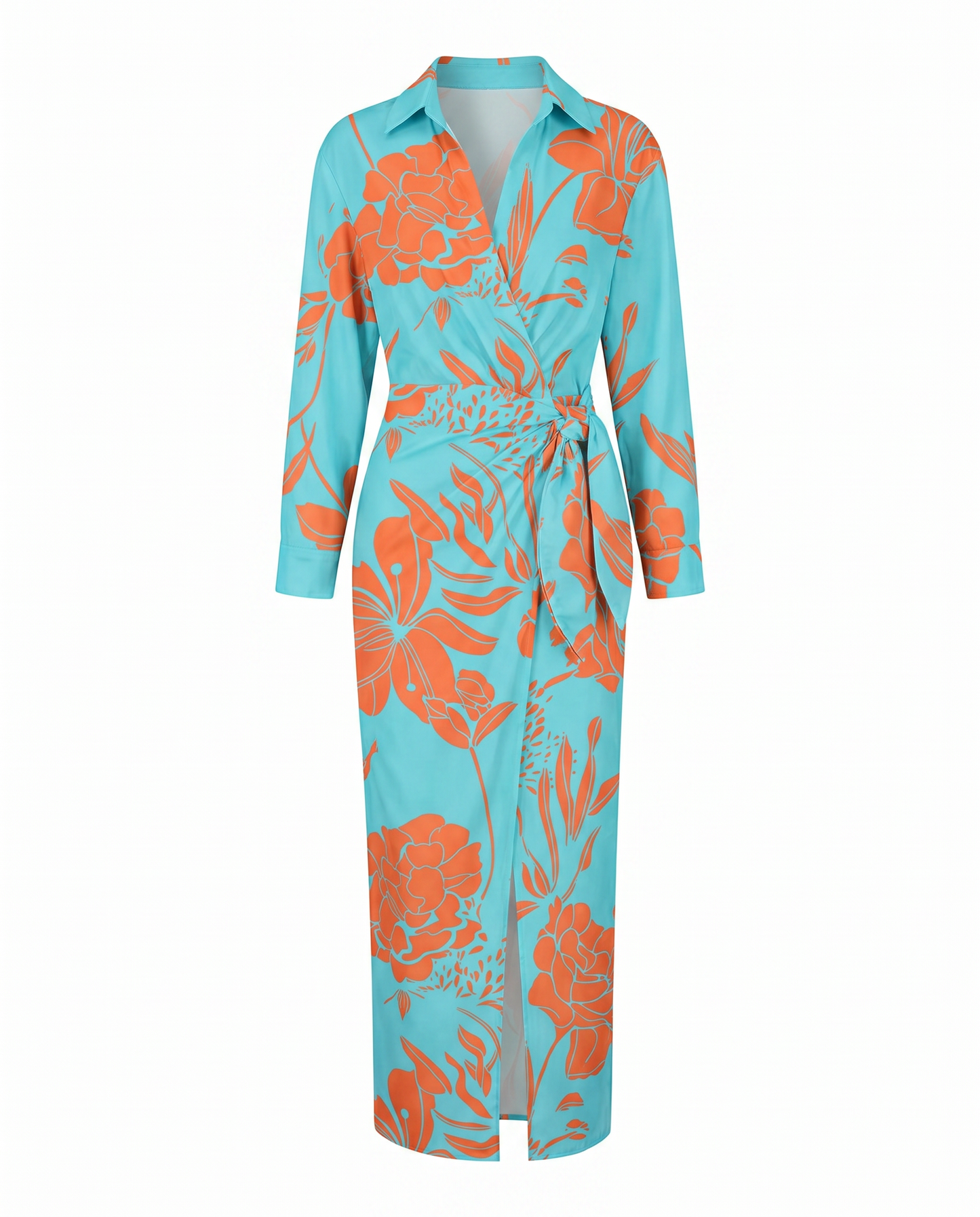 Luna Women's Maxi Dress | Leaf Print, Wrap V-Neck, Plus Size Available 6