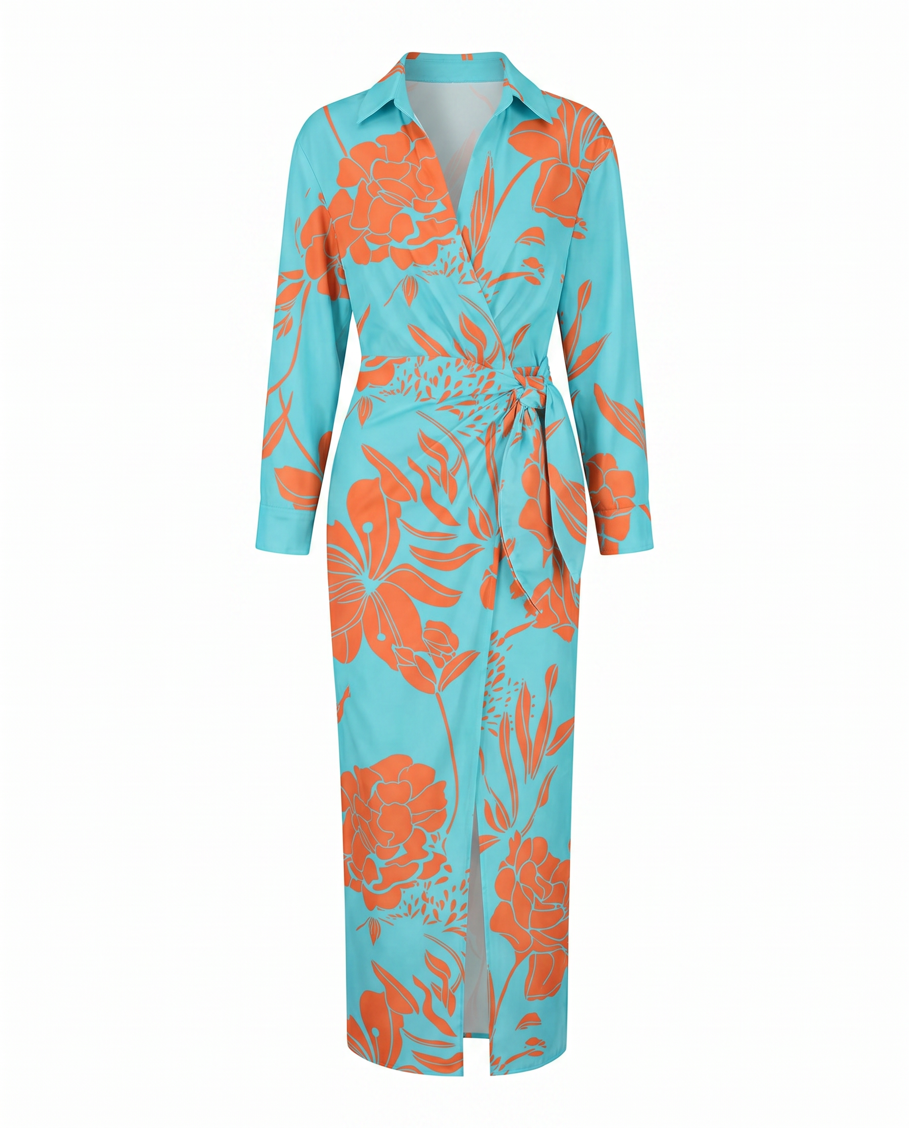 Luna Women's Maxi Dress | Leaf Print, Wrap V-Neck, Plus Size Available 6