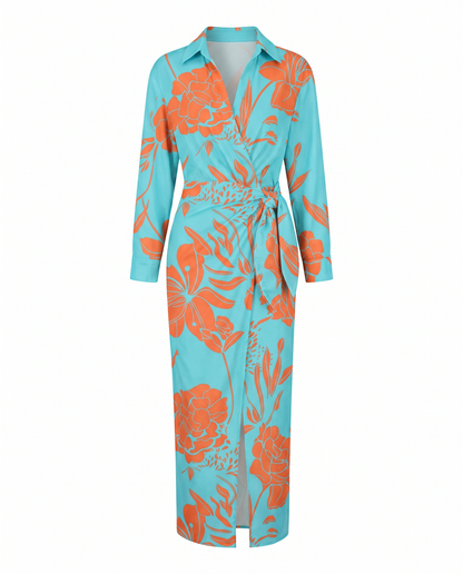 Luna Women's Maxi Dress | Leaf Print, Wrap V-Neck, Plus Size Available 6