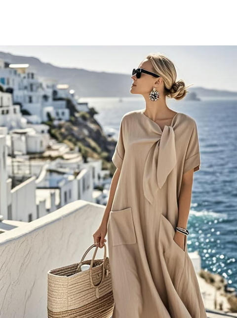 Luna Women's Maxi Dress | Tie Neck Detail, Casual Summer Style 1