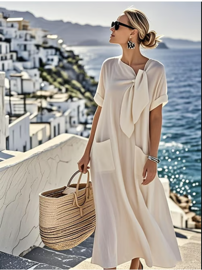 Luna Women's Maxi Dress | Tie Neck Detail, Casual Summer Style 2