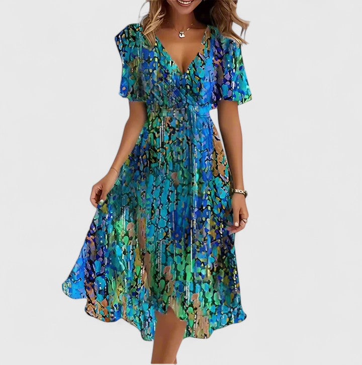 Mia Women's Floral Cocktail Dress | High-Low Hem, Cinched Waist 1