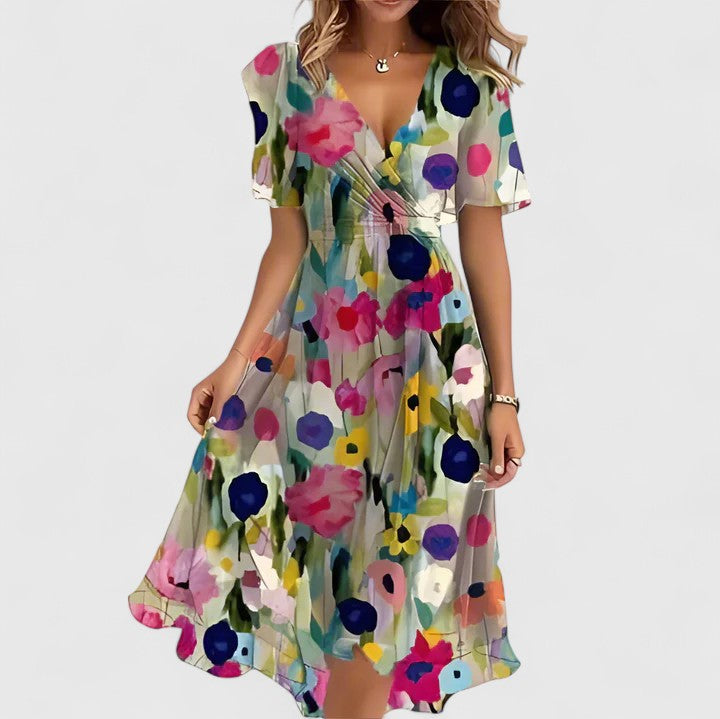 Mia Women's Floral Cocktail Dress | High-Low Hem, Cinched Waist 2