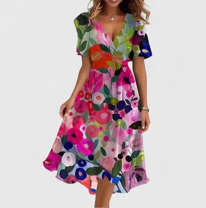 Mia Women's Floral Cocktail Dress | High-Low Hem, Cinched Waist 3