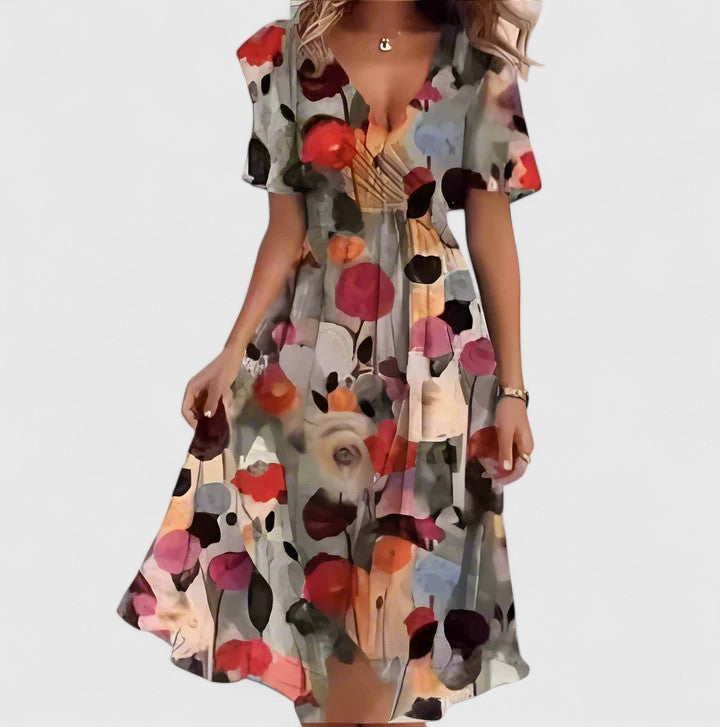 Mia Women's Floral Cocktail Dress | High-Low Hem, Cinched Waist 4