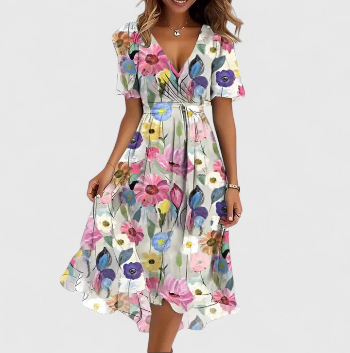 Mia Women's Floral Cocktail Dress | High-Low Hem, Cinched Waist 5