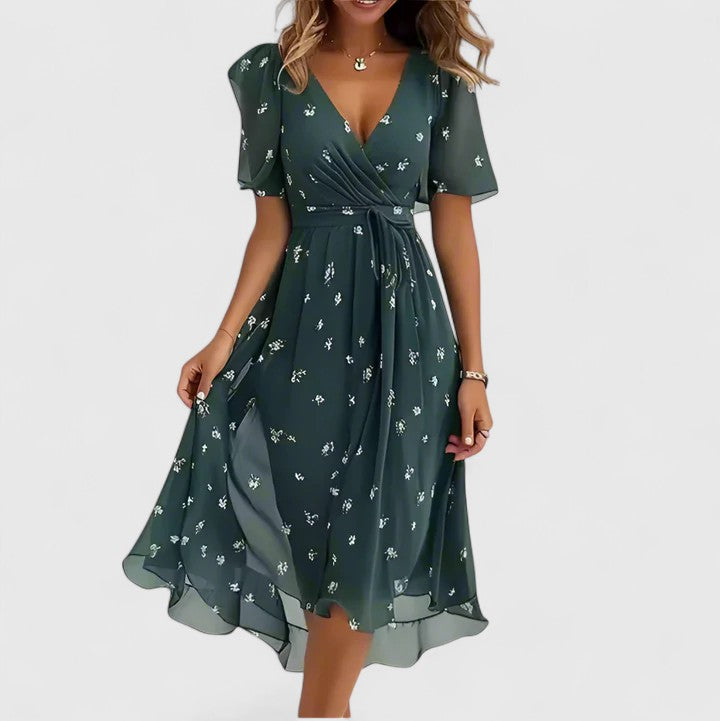 Mia Women's Floral Cocktail Dress | High-Low Hem, Cinched Waist 6