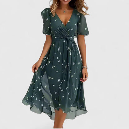 Mia Women's Floral Cocktail Dress | High-Low Hem, Cinched Waist 6