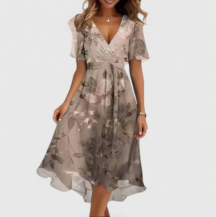 Mia Women's Floral Cocktail Dress | High-Low Hem, Cinched Waist 7