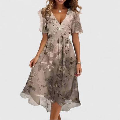 Mia Women's Floral Cocktail Dress | High-Low Hem, Cinched Waist 7