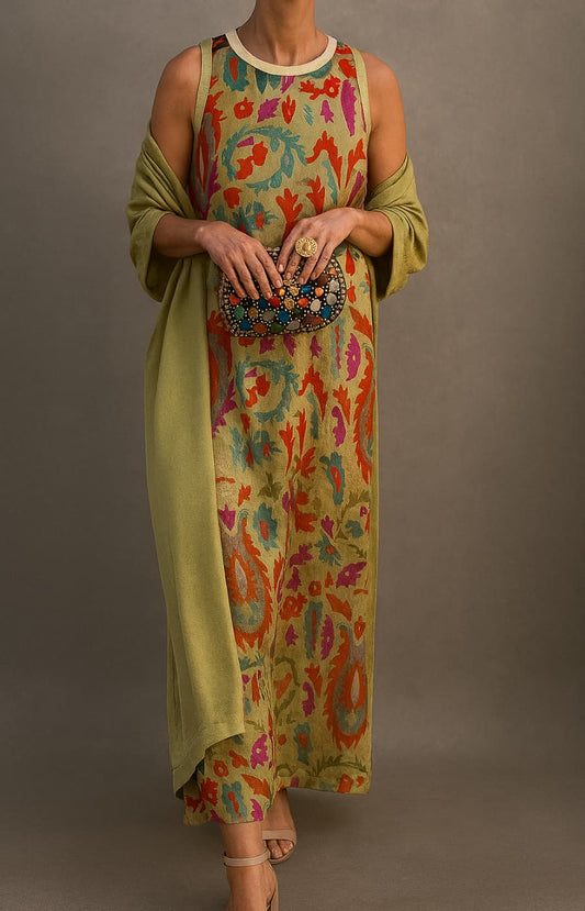 Mira Women's Maxi Dress | Sleeveless with Open Front Coat, Elegant Summer Style 0
