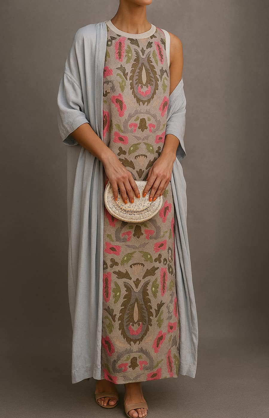 Mira Women's Maxi Dress | Sleeveless with Open Front Coat, Elegant Summer Style 2