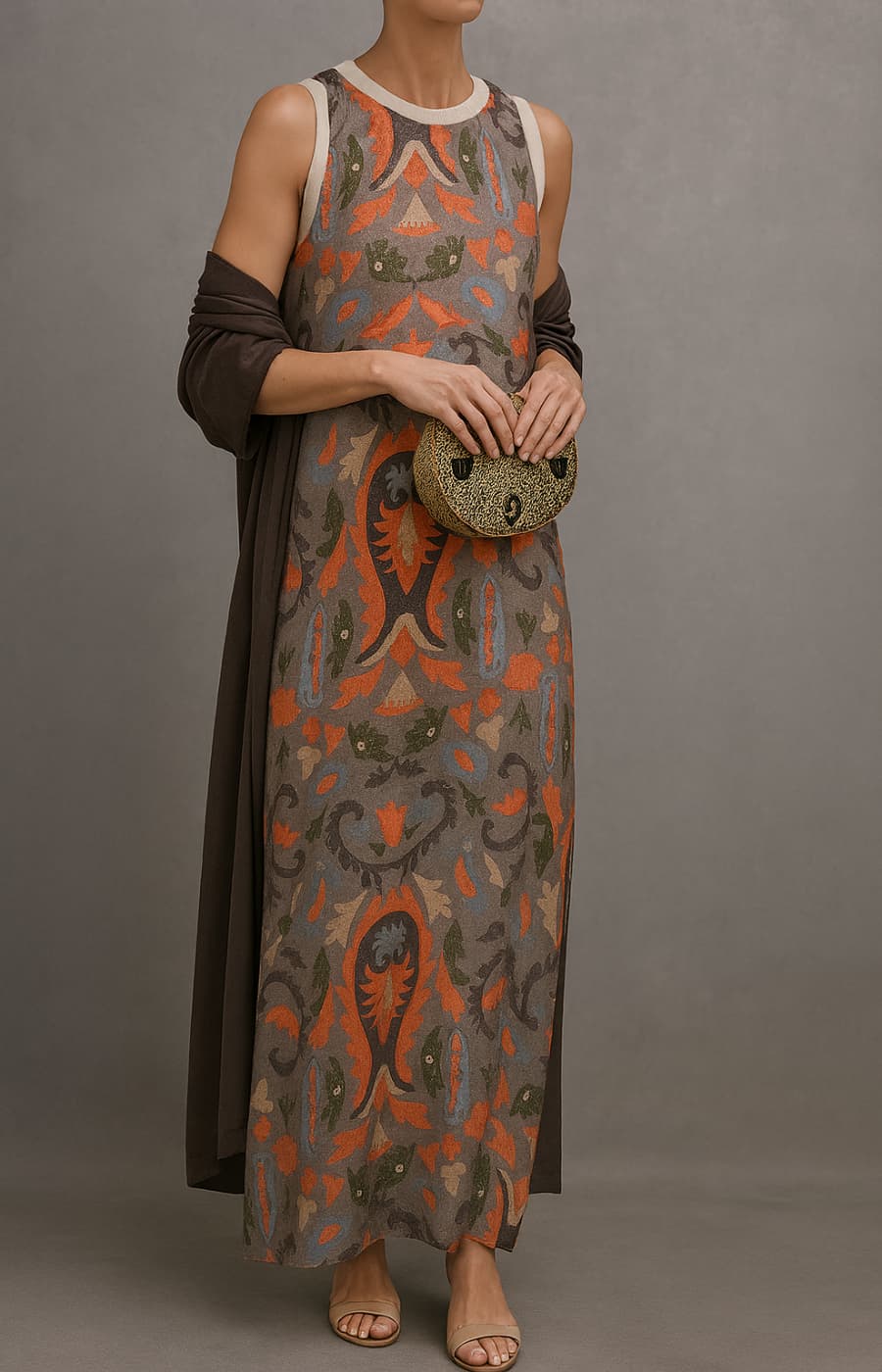 Mira Women's Maxi Dress | Sleeveless with Open Front Coat, Elegant Summer Style 3