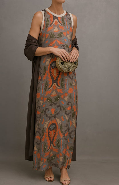 Mira Women's Maxi Dress | Sleeveless with Open Front Coat, Elegant Summer Style 3