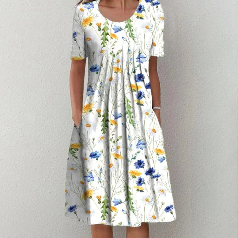 Mira Women's Midi Dress | A-Line Floral Print, Soft & Breathable 0