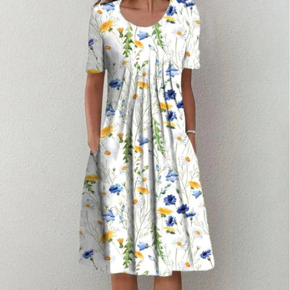 Mira Women's Midi Dress | A-Line Floral Print, Soft & Breathable 0