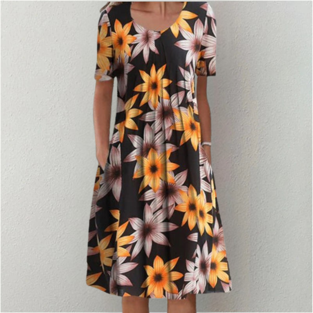 Mira Women's Midi Dress | A-Line Floral Print, Soft & Breathable 13