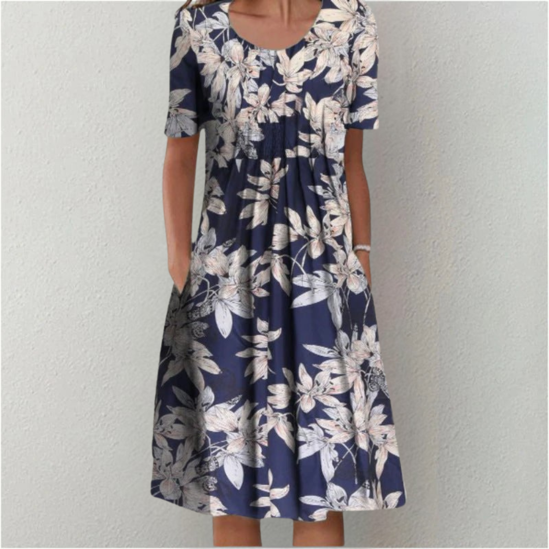 Mira Women's Midi Dress | A-Line Floral Print, Soft & Breathable 14