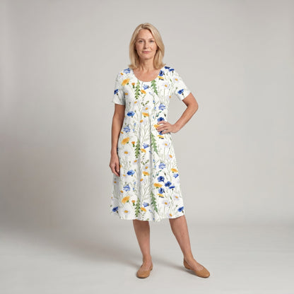 Mira Women's Midi Dress | A-Line Floral Print, Soft & Breathable 2