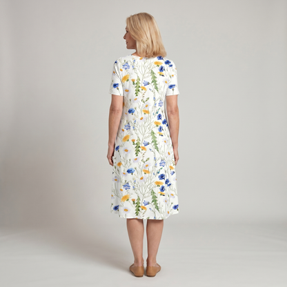 Mira Women's Midi Dress | A-Line Floral Print, Soft & Breathable 4