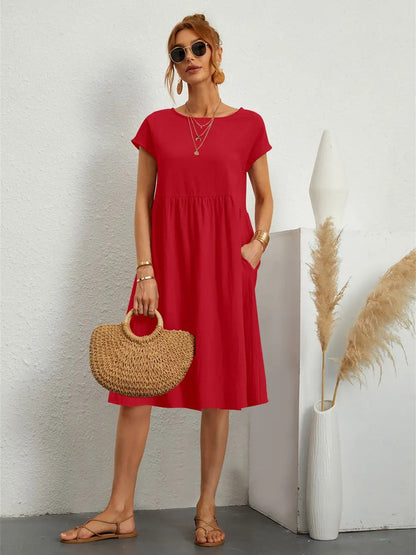 Mira Women's Midi Dress | Soft Fabric, Casual Style with Pockets 0
