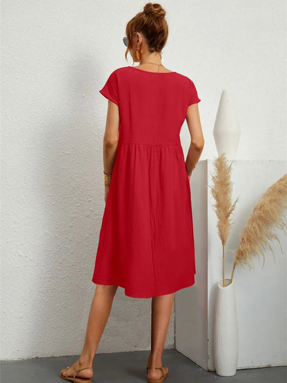Mira Women's Midi Dress | Soft Fabric, Casual Style with Pockets 2