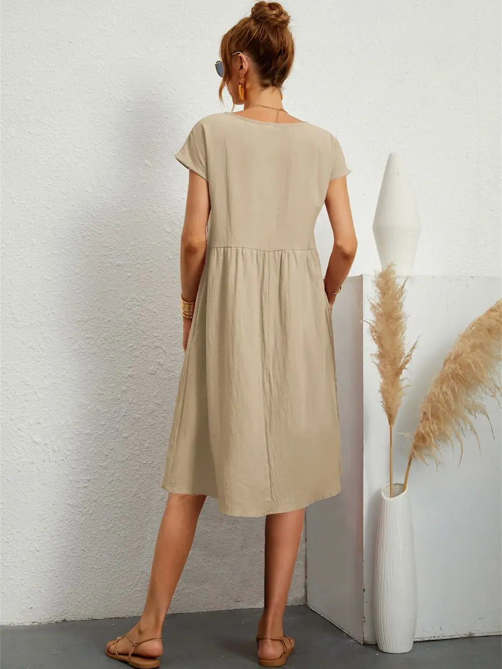 Mira Women's Midi Dress | Soft Fabric, Casual Style with Pockets 4