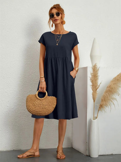 Mira Women's Midi Dress | Soft Fabric, Casual Style with Pockets 5