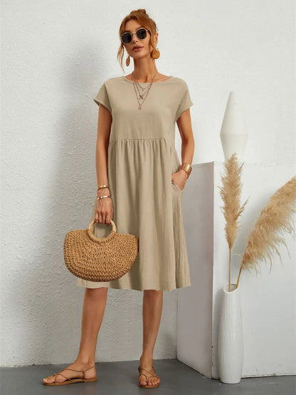 Mira Women's Midi Dress | Soft Fabric, Casual Style with Pockets 8