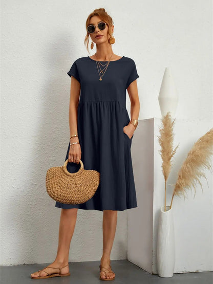 Mira Women's Midi Dress | Soft Fabric, Casual Style with Pockets 9