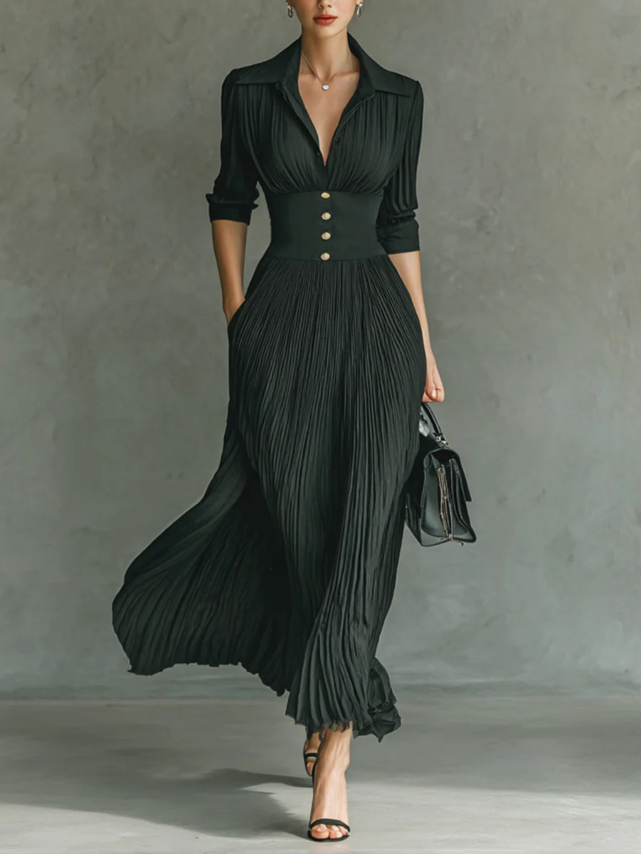 Plea Women's Maxi Dress | Elegant Pleated Design 0