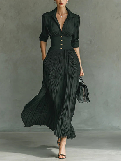 Plea Women's Maxi Dress | Elegant Pleated Design 0