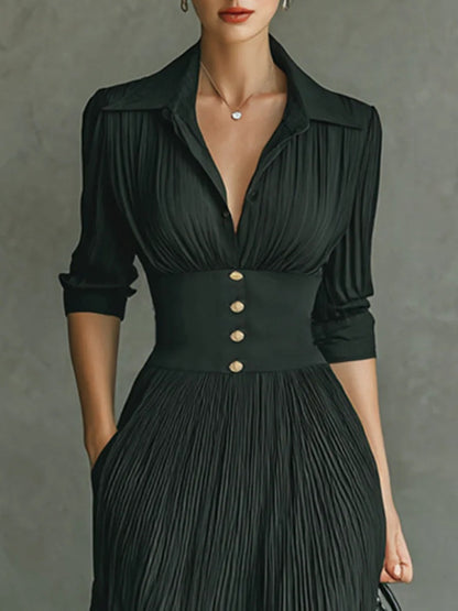 Plea Women's Maxi Dress | Elegant Pleated Design 2