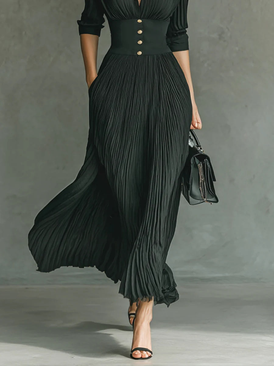 Plea Women's Maxi Dress | Elegant Pleated Design 3