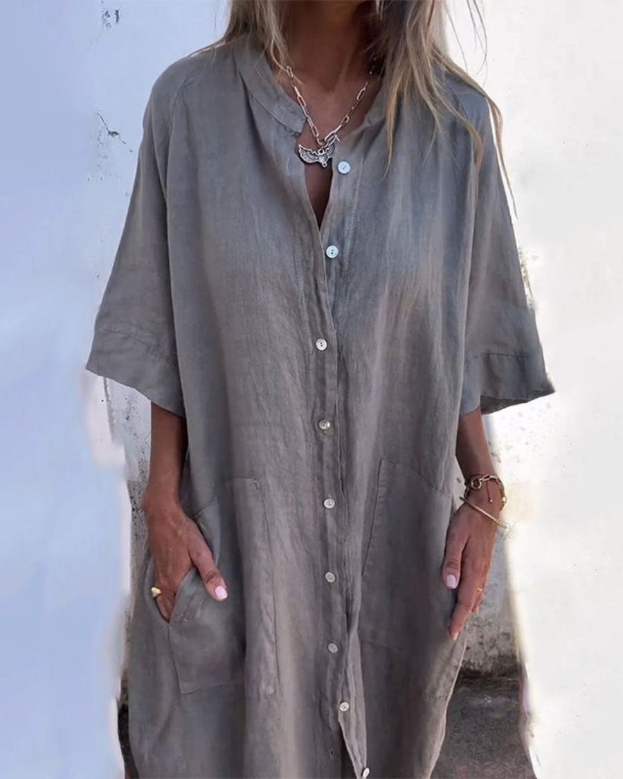 Rosa Women's Shirt Dress | Relaxed Fit Button Front, Summer Style 0
