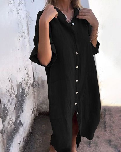 Rosa Women's Shirt Dress | Relaxed Fit Button Front, Summer Style 1