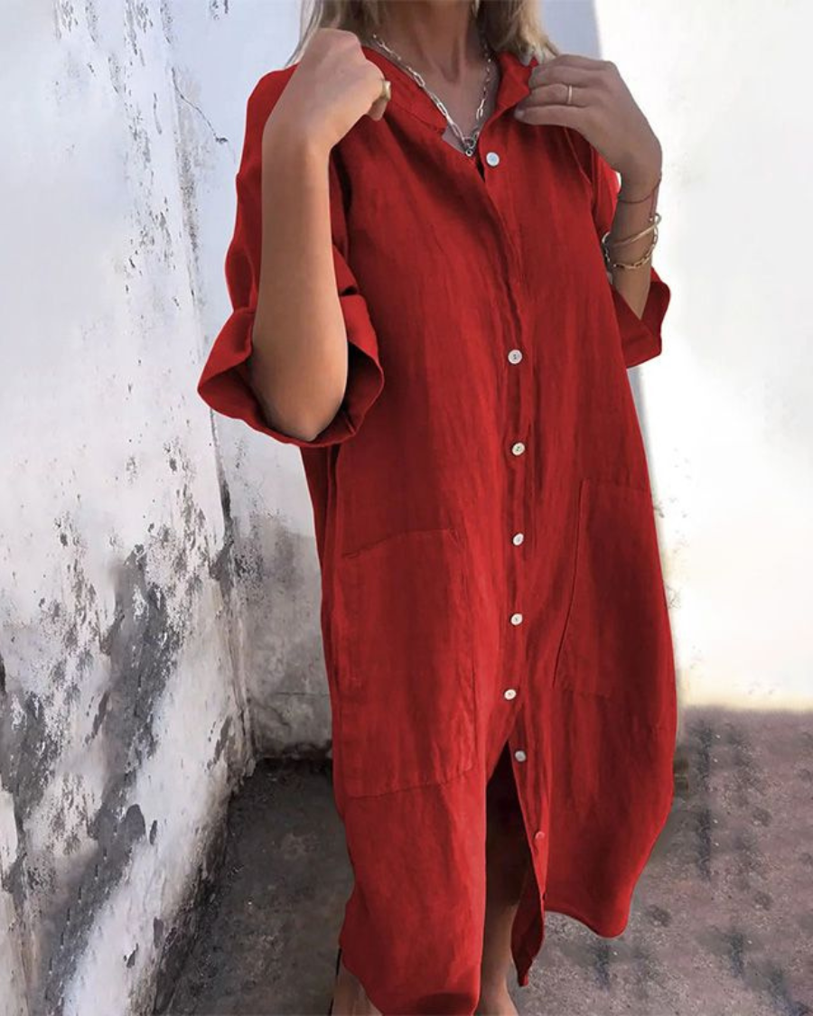 Rosa Women's Shirt Dress | Relaxed Fit Button Front, Summer Style 5
