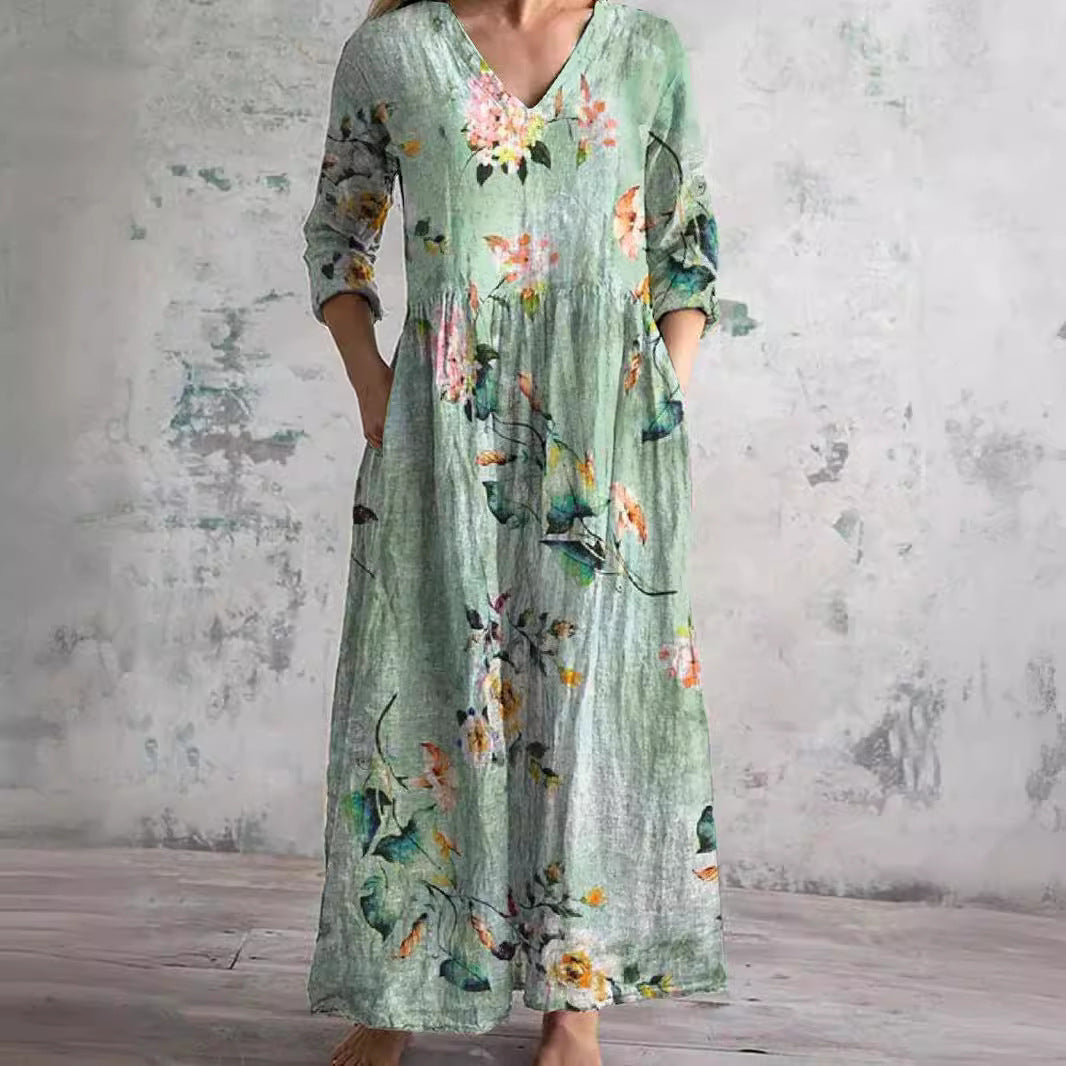 Vera Women's Maxi Dress | Floral Print, V-Neck Design 2