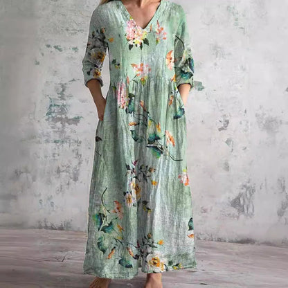 Vera Women's Maxi Dress | Floral Print, V-Neck Design 2