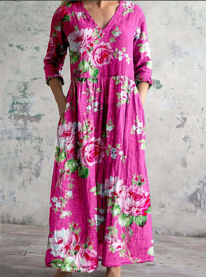 Vera Women's Maxi Dress | Floral Print, V-Neck Design 3