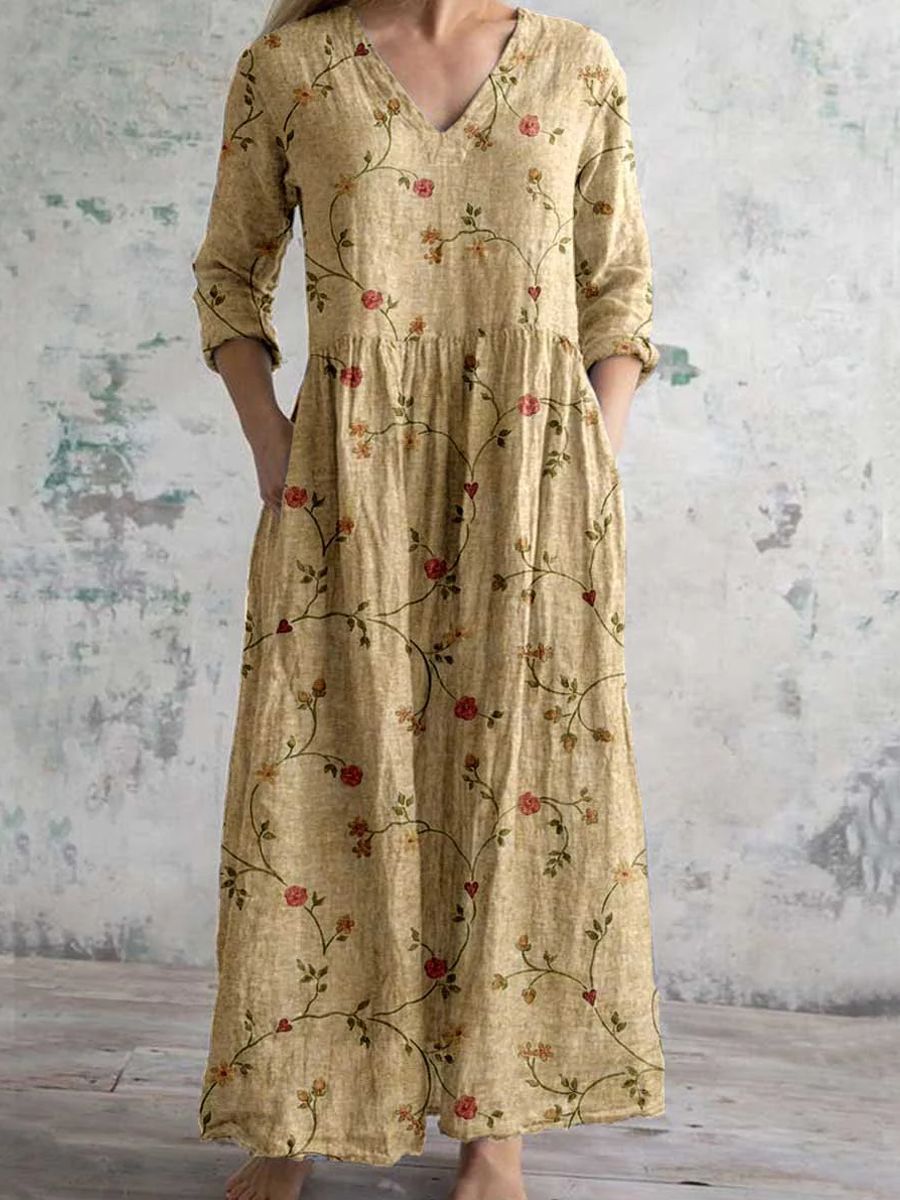 Vera Women's Maxi Dress | Floral Print, V-Neck Design 4