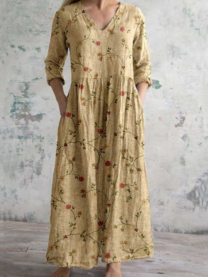 Vera Women's Maxi Dress | Floral Print, V-Neck Design 4